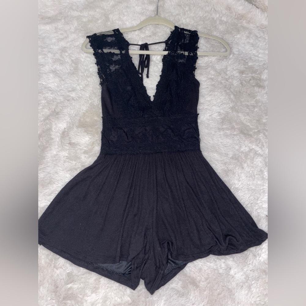 Vintage Havana black crochet lace romper size xs/s